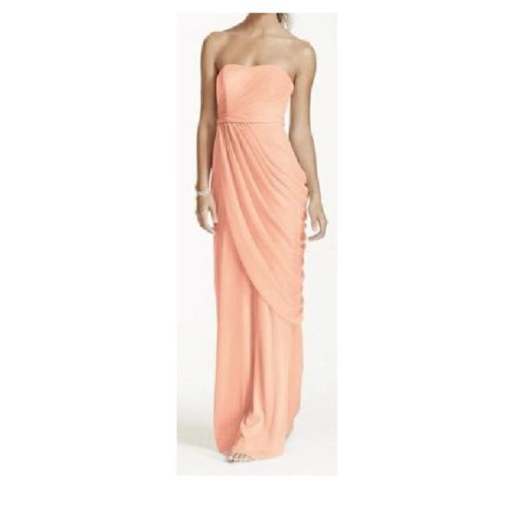 David’s Bridal Long Strapless Mesh Dress with Side Draping Size 6 - Picture 7 of 7